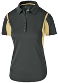 Holloway Womens Polo Shirt (Black,Carbon,Forest,Kelly,Maroon,Navy,Orange,Purple,Royal,Red,White) BLACK/ VEGAS GOLD Pocket