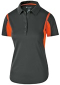 Holloway Womens Polo Shirt (Black,Carbon,Forest,Kelly,Maroon,Navy,Orange,Purple,Royal,Red,White) BLACK/ ORANGE Pocket