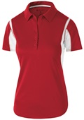 Holloway Womens Polo Shirt (Black,Carbon,Forest,Kelly,Maroon,Navy,Orange,Purple,Royal,Red,White) SCARLET/ WHITE Pocket