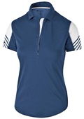Womens 2-Color, Acceneted Sleeves, Arc Polo Shirt NAVY/ WHITE Pocket