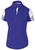 Womens 2-Color, Acceneted Sleeves, Arc Polo Shirt PURPLE/ WHITE Pocket