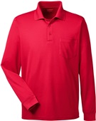 Core365 Mens Pinnacle LS Pique Polo w/Pocket CLASSIC RED Pocket