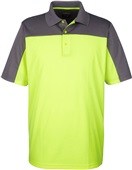 Core365 Mens Balance Colorblock Pique Polo SAFETY YELLOW/ CARBON Pocket