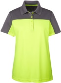 Core365 Ladies Balance Colorblock Pique Polo SAFETY YELLOW/ CARBON Pocket