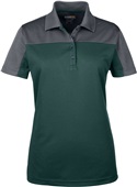 Core365 Ladies Balance Colorblock Pique Polo FOREST/ CARBON Pocket