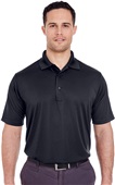 UltraClub Mens Elite Performance Interlock Polo BLACK Pocket