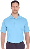 UltraClub Mens Elite Performance Interlock Polo COLUMBIA BLUE Pocket