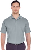 UltraClub Mens Elite Performance Interlock Polo SILVER Pocket