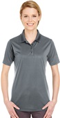 UltraClub Ladies Elite Performance Interlock Polo CHARCOAL Pocket