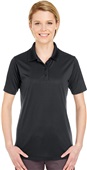UltraClub Ladies Elite Performance Interlock Polo BLACK Pocket