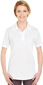 UltraClub Ladies Elite Performance Interlock Polo WHITE Pocket