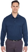 UltraClub Mens Cool & Dry Long-Sleeve Pique Polo NAVY Pocket