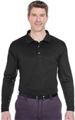 UltraClub Mens Cool & Dry Sport Long-Sleeve Polo BLACK Pocket