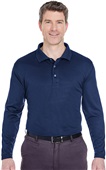 UltraClub Mens Cool & Dry Sport Long-Sleeve Polo NAVY Pocket
