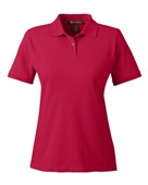 Harriton Ladies Ringspun Cotton Pique Polo RED Pocket