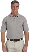 Harriton Mens Ringspun Cotton Pique Polo GREY HEATHER Pocket