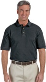 Harriton Mens Ringspun Cotton Pique Polo BLACK Pocket