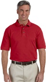 Harriton Mens Ringspun Cotton Pique Polo RED Pocket