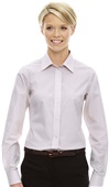 Devon & Jones Ladies Micro Tattersall Shirt WHITE/BURGUNDY/SILVER Pocket