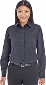 Devon & Jones Ladies Striped Shirt BLACK/ GRAPHITE Pocket