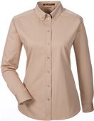 Harriton Ladies Foundation LS Twill Shirt w/Teflon KHAKI Pocket