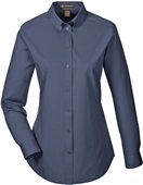 Harriton Ladies Foundation LS Twill Shirt w/Teflon DARK NAVY Pocket