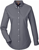 Harriton Ladies Foundation LS Twill Shirt w/Teflon DARK CHARCOAL Pocket