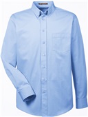 Harriton Mens Foundation LS Twill Shirt w/Teflon INDUSTRY BLUE Pocket