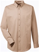 Harriton Mens Foundation LS Twill Shirt w/Teflon KHAKI Pocket