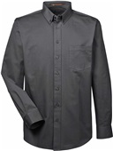 Harriton Mens Foundation LS Twill Shirt w/Teflon BLACK Pocket