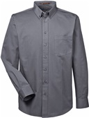 Harriton Mens Foundation LS Twill Shirt w/Teflon DARK CHARCOAL Pocket