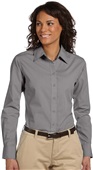 Harriton Ladies Long-Sleeve Essential Poplin DARK GREY Pocket