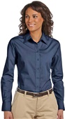 Harriton Ladies Long-Sleeve Essential Poplin NAVY Pocket