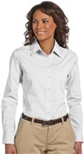 Harriton Ladies Long-Sleeve Essential Poplin WHITE Pocket