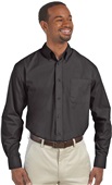 Harriton Mens Long-Sleeve Essential Poplin BLACK Pocket