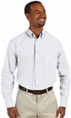 Harriton Mens Long-Sleeve Essential Poplin WHITE Pocket