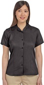 Harriton Ladies Bahama Cord Camp Shirt BLACK Pocket