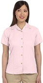 Harriton Ladies Bahama Cord Camp Shirt BLUSH Pocket