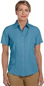 Harriton Ladies Barbados Textured Camp Shirt CLOUD BLUE Pocket