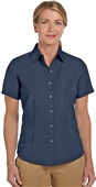 Harriton Ladies Barbados Textured Camp Shirt NAVY Pocket