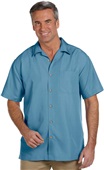 Harriton Mens Barbados Textured Camp Shirt CLOUD BLUE Pocket