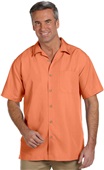 Harriton Mens Barbados Textured Camp Shirt NECTARINE Pocket