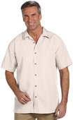 Harriton Mens Barbados Textured Camp Shirt CREME Pocket