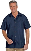 Harriton Mens Barbados Textured Camp Shirt NAVY Pocket