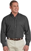 Harriton Mens Long-Sleeve Denim Shirt WASHED BLACK Pocket