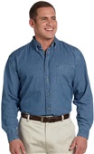 Harriton Mens Long-Sleeve Denim Shirt LIGHT DENIM Pocket