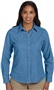 Harriton Ladies Long-Sleeve Denim Shirt LIGHT DENIM Pocket