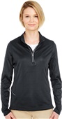 UltraClub Ladies Cool & Dry Sport 1/4-Zip Pullover BLACK Pocket