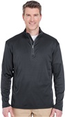 UltraClub Mens Cool & Dry Sport 1/4-Zip Pullover BLACK Pocket