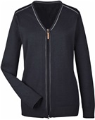 Devon & Jones Ladies Manchester Full-Zip Sweater BLACK/GRAPHITE Pocket